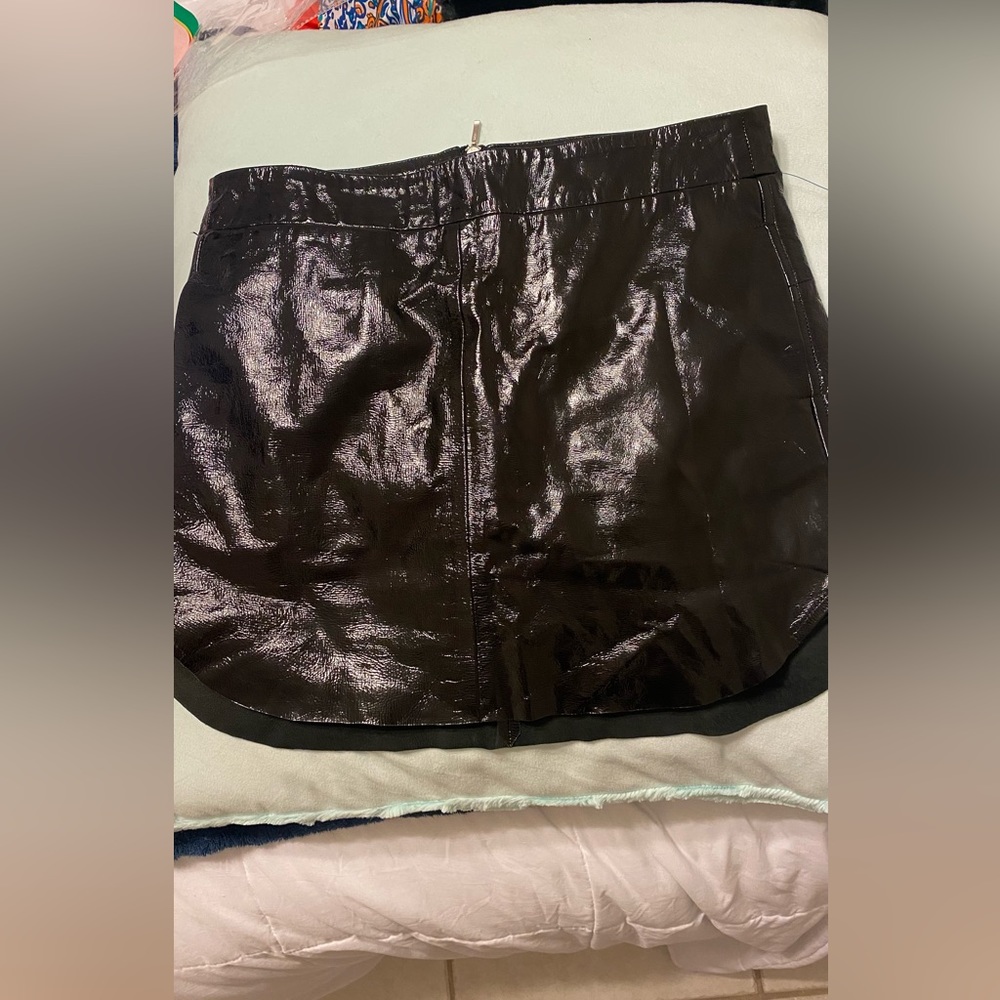 Black  100% Lamb Leather mini skirt by Karina Grimaldi